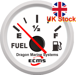 NEW Retro Marine Fuel Gauge 12 24 V Waterproof White dial UK Stock Free Post