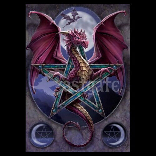 *LUNAR MAGIC* Anne Stokes Gothic Pentagram Dragon Art Blank Greeting Card AN07 