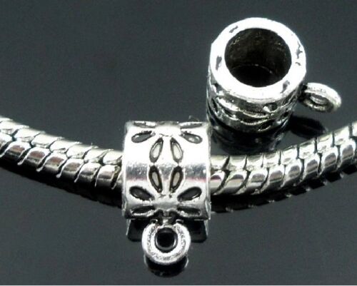 100pcs 10style Mixed Tibetan Silver Bails Beads Fit European Charm Bracelet ZY08