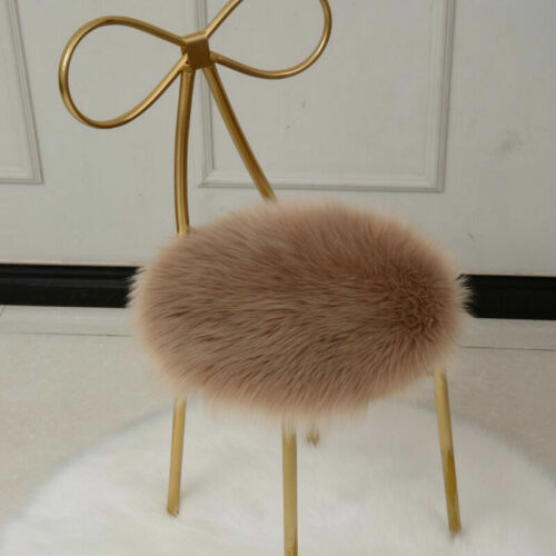 Luxury Round Puffy Cushion Chair Pad Winter Warm Thick Faux Fur Floor Mats Rugs