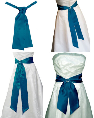 Sarcelle Jade bleu satin vert mariage soirée robe fantaisie Ruban Nœud De Cravate Ascot