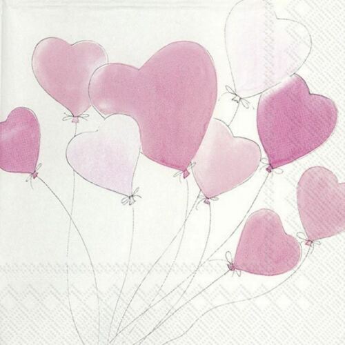 Love Is In The Air Heart Balloons Paper Napkins Lunch Valentines Day Serviettes 