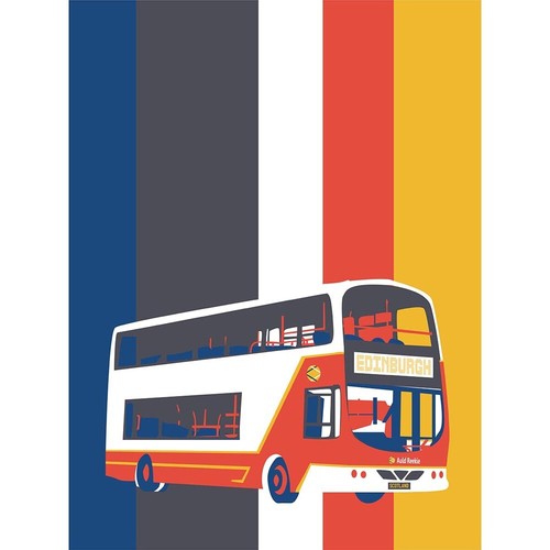 Edinburgh Transport Bus Art Print Framed Poster Wall Decor 12X16 Inch