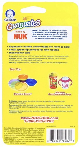 4 GERBER GRADUATES SOFT BITE INFANT SPOON MADE BY NUK 4+mo 2 Blue And 2 Red
