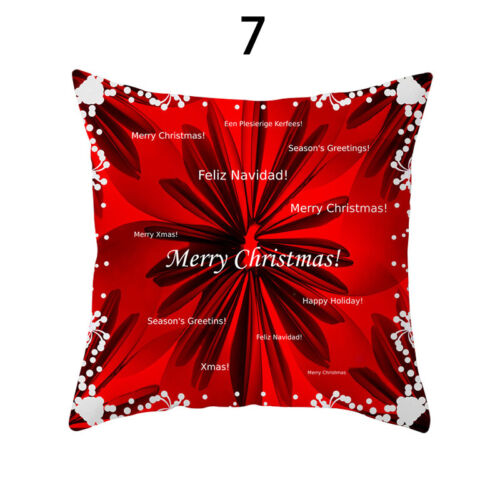 18'' Red Merry Christmas Pillowcase Sofa Car Throw Cushion Cover Xmas Home Decor 