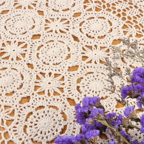 Vintage Hand Crochet Table Runner Dresser Scarf Rectangle Lace Doily 19x39inch 
