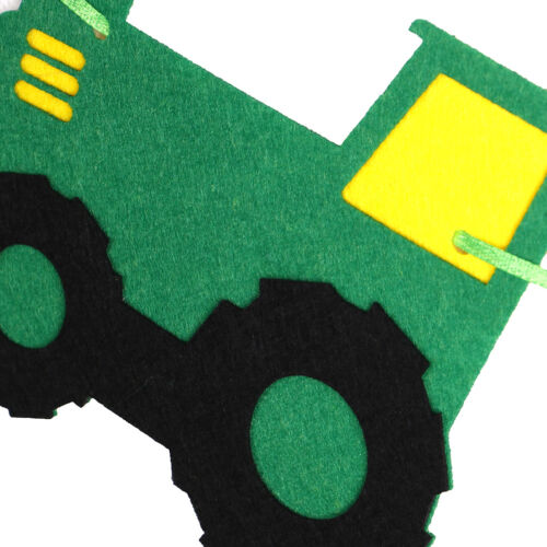 green tractor happy birthday banner garland for construction vehicle party KA 