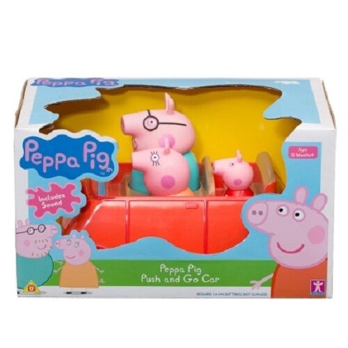 Peppa Pig push and go red car vechicle /& Mummy Daddy /& Peppa Pig 3 figures 18m+