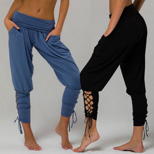 Women/'s Fashion Boho Hippy Baggy Aladdin Pants Leggings Yoga Crop Trousers UK TI