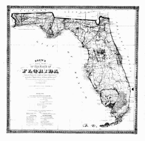 1870 FL MAP HERNANDO HIGHLANDS HILLSBOROUGH HOLMES INDIAN RIVER COUNTY history