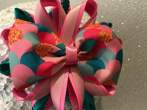 Handmade Large bow fish scale mermaid pretty bow Harajuku romany hair bows