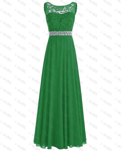 Long Chiffon Lace Evening Formal Party Ball Gown Prom Bridesmaid Dress Size 6-26