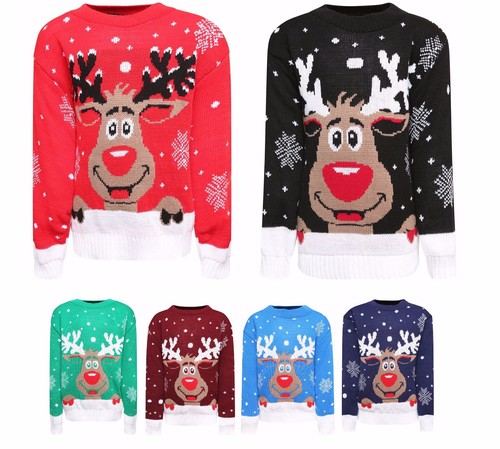Bambini Ragazzi Ragazze Natale Natale Novità Rudolph Bambi ponticelli a Maglia 3-14 anni