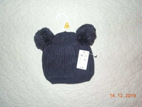 NEW Baby Boys Girl 0 3 6 9 12 18 24 Months Navy Pom Pom Double Bobble Winter Hat