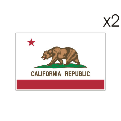 5cm x 6,5cm California USA 2 Stickers plastifiés DRAPEAU CALIFORNIE