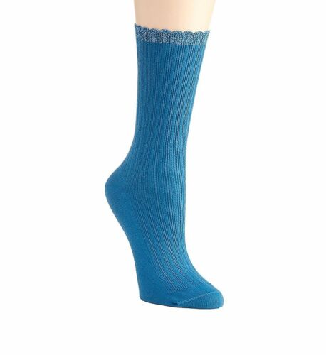 Hue Womens Scallopped Pointelle Socks Eclipse Size 9-11