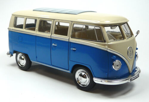 1963 VW BUS CAMIONNETTE t1 Nouveau Bleu Maquette de voiture environ 14 cm//1:31 de WELLY NEUVE!