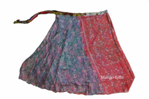 10 Vintage 2 Layer Silk Sari Magic Wrap Around Skirts Dress Beach Wear Lot