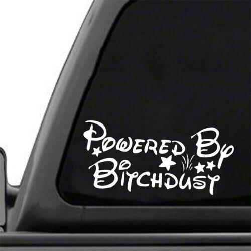 1x Powered by Bitch Dust Car SUV Rear Windshield Sticker Decal Reflective Trim 
