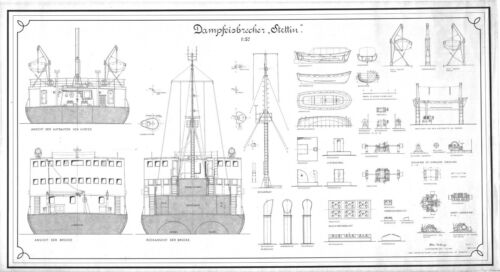 Eisbrecher Modellbauplan 1933 Dampfer STETTIN 