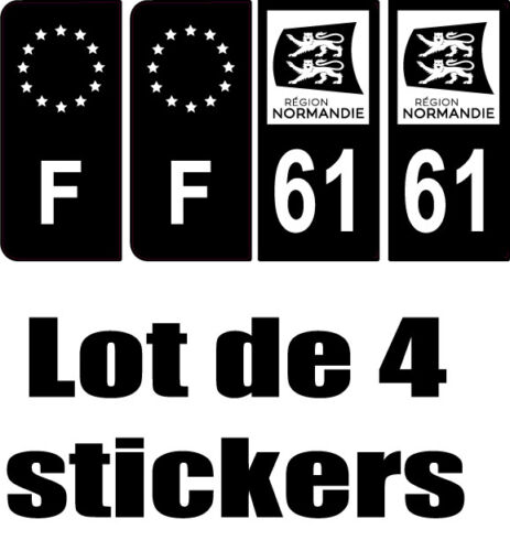 61 4 Autocollants 2 paires Stickers style Auto Plaque FULL BLACK F 