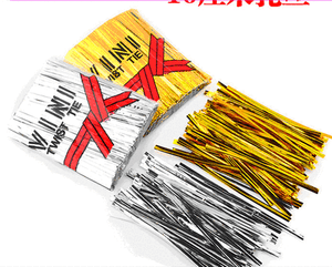 200PCS Metallic Twist Tie Wire for Sealing Golden Iron Wire fit Gift bag packing