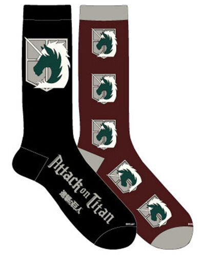 2 Pairs NEW Attack on Titan Military Police Socks Size 4-10 AOT-0023 US Seller 