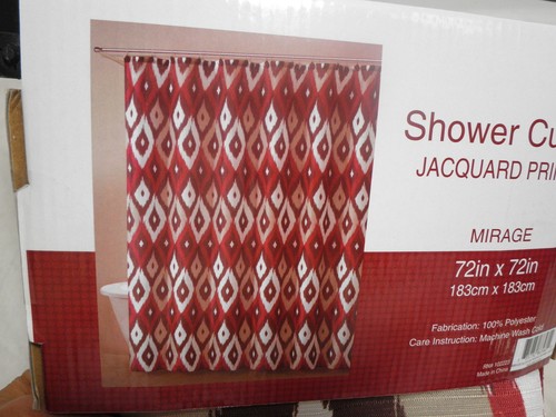 New Victoria Classics Shower Curtain MIRAGE Jacquard Printed Red//Chocolate 72x72