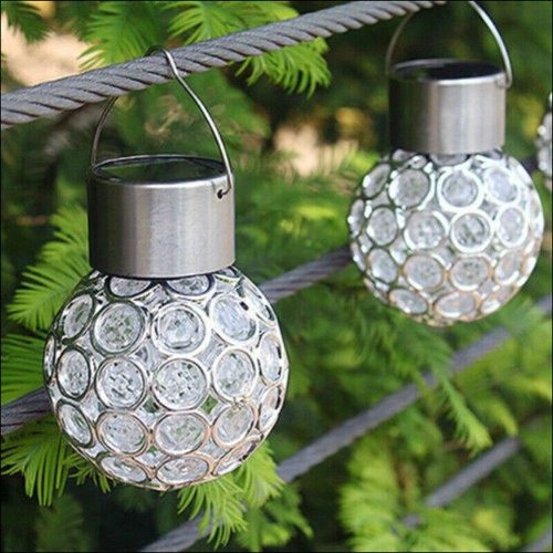 Edelstahl LED Solar Hängelampe Gartenleuchte Hänge-Leuchte Deko Glühbirne Glas
