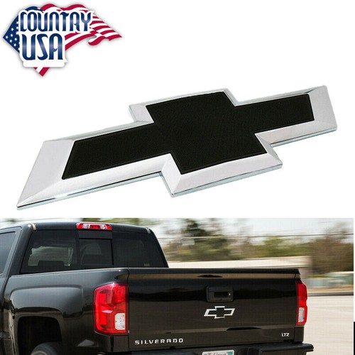 Black Chevy Chevrolet Rear Tailgate Bowtie Emblems For 2016-2018 Silverado 1500