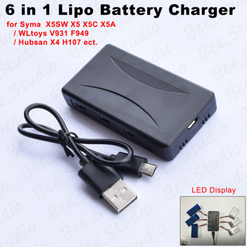 6-In-1 USB Battery Charger for Syma X5 X5C X5SC X5SW Hubsan H107C//D//L U816A V939