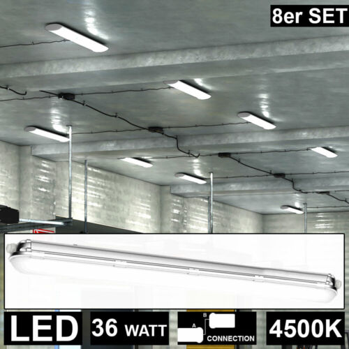 8x SMD LED 36w luces de techo 120 cm industria pasillos cubas lámparas 4500 Kelvin 