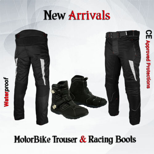 Motorbike Motorcycle Textile Cordura Trouser Pant Waterproof Leather Shoes Boots