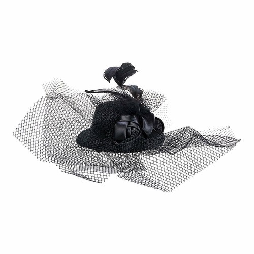 Blue Banana Ladies Womens Small Hat /& 2 Black Roses Clip Hat Fascinator
