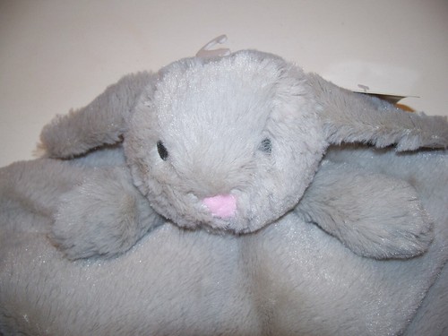 LUXE BABY NWT gray Lovey~Plush Bunny~Security Blanket~NEW~KellyToy~Rattle~ K
