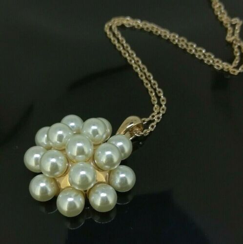 Elegant 18k 18CT Yellow Gold Filled GF Pearl Ball Pendant Necklace N-A825 