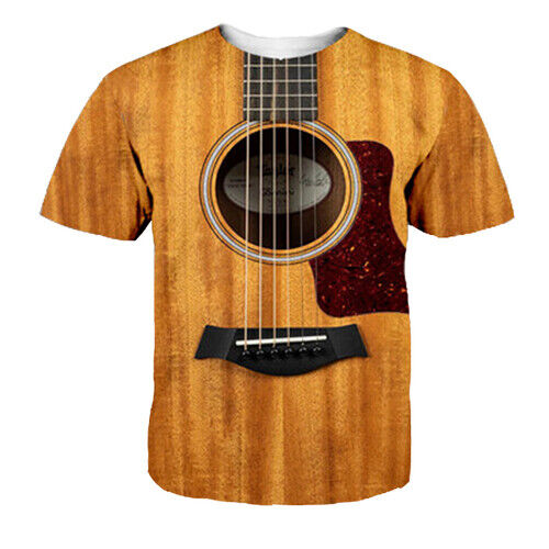 Summer Vente Chaude Femmes Hommes T-shirt d/'impression 3D Guitare Instrument à Manches Courtes Tee Top