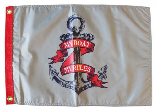 Details about   New MY BOAT MY RULES Anchor 12" x 18" Double Sided 200denier Flag USA