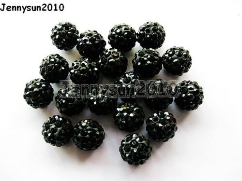 10Pcs Quality Czech Crystal Rhinestones Pave Clay Round Disco Ball Spacer Beads 