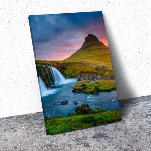 Portrait Scenic Photo Canvas Picture Print Wall Art Green Orange Pink Waterfall