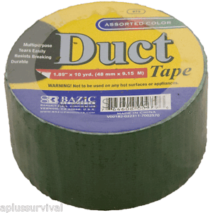 Camping Survival Duct Tape Roll 2/" X 10 Yd environ 9.14 m Vert Chasse refuge d/'urgence