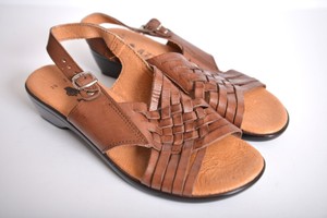 Huaraches-Aztec-Brown-Woven-Leather-Slingback-Sandals-Womens-size-7-5-Mexico-24