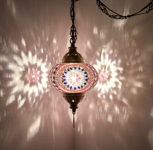 L Turkish Moroccan Mosaic Ceiling Hanging Pendant Light Lamp Lantern Chandelier 