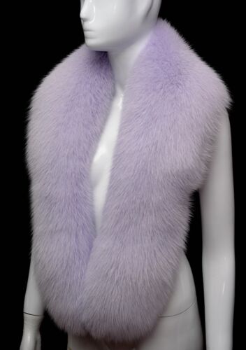 Fancy Levander Purple Arctic Shadow Fox Fur Handmade Stole Shawl Wrap Boa Scarf 