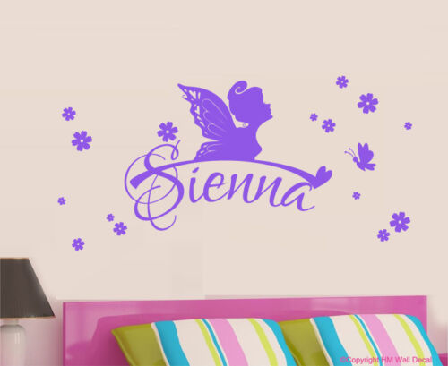 Personalised Name /& Fairy with Butterflies and florals Removable wall sticker
