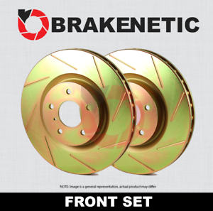 w//AKEBONO BRAKENETIC SPORT SLOTTED Brake Disc Rotors BNS42100.SS FRONT SET