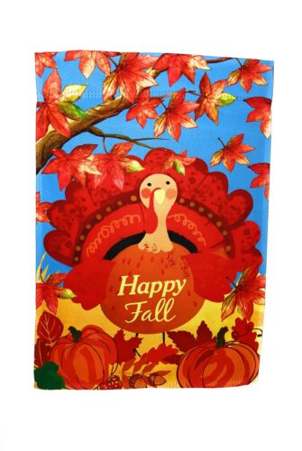 Happy Fall Thanksgiving Turkey Garden Flag Double Sided 12/" x18/"