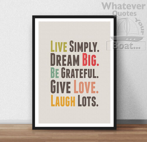 Wall Art Quote Motivation Poster Print Life Frame Live Simple Dream BIG