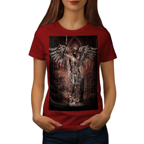 Wellcoda Angel esqueleto Rock para Mujer T-Shirt Tee Casual de diseño impreso Religión