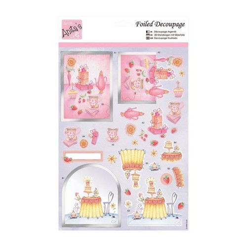 ANITAS FOILED DECOUPAGE BIRTHDAY SURPRISE TOPPERS FOR CARDS /& CRAFTS